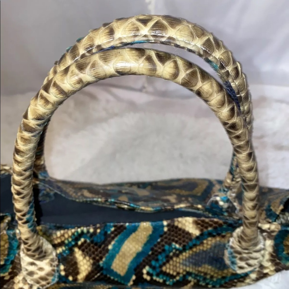 Snakeskin Python Print Leather Tote - Picture 13 of 13